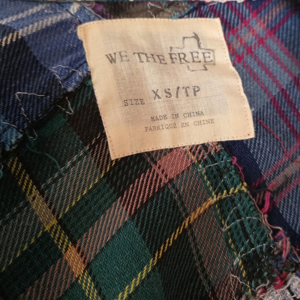 Free People We The Free Lost In Plaid Patchwork Flannel Top Size XS - Picture 4 of 13